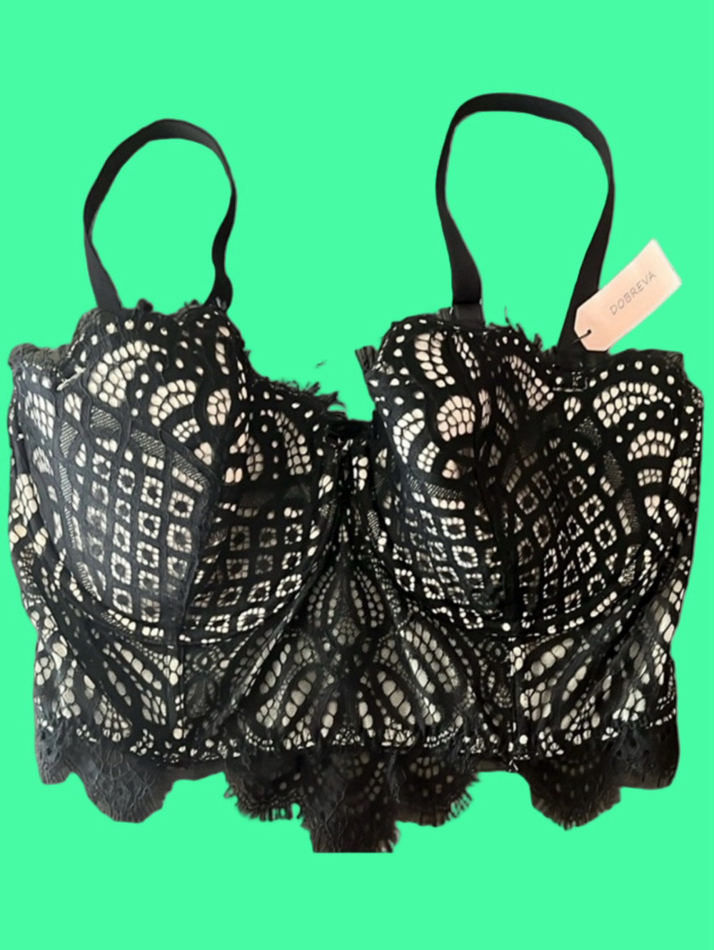 DOBREVA Black Lace Bustier NWT